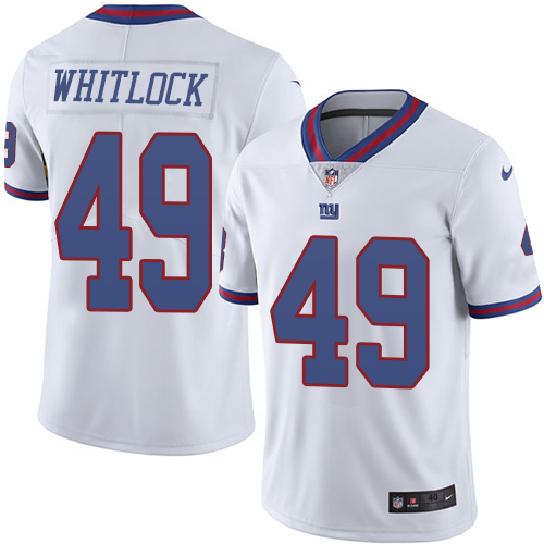 Men's Elite Nikita Whitlock Nike Jersey White - #49 Rush NFL New York Giants